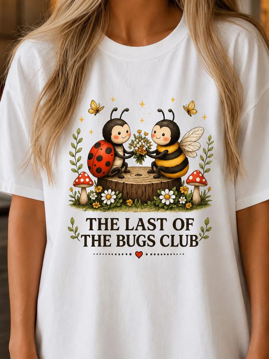 Cute Garden Bug Shirt, Ladybug Bee Graphic Tee, Cottagecore Nature T-Shirt, Whimsical Botanical Gift for Nature Lovers