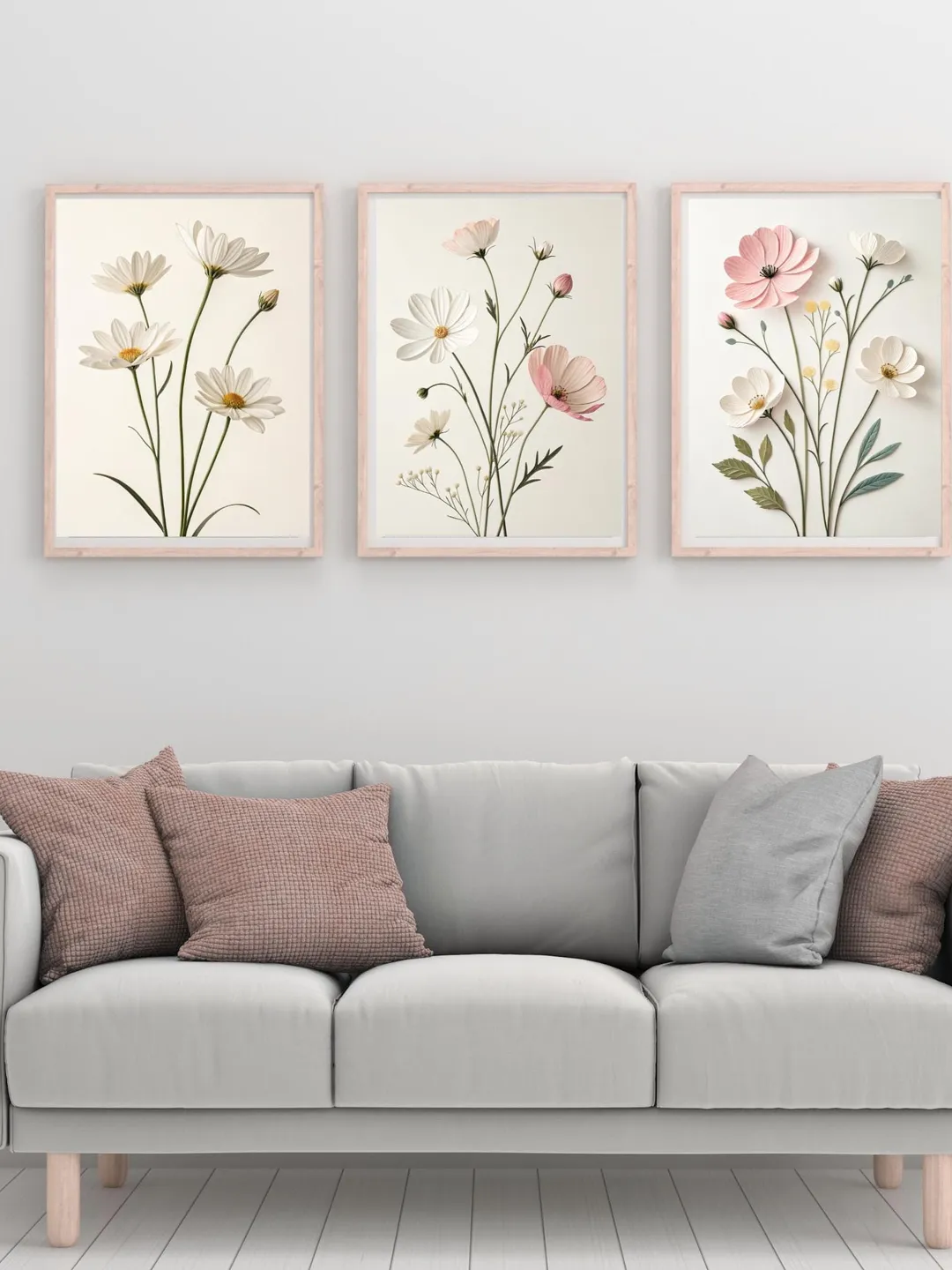 Terracotta Floral Print Set of 3: Vintage Boho Wall Art (Digital Download)