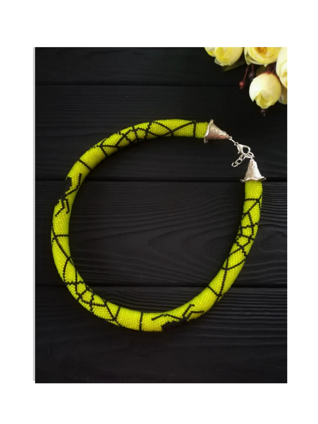 Bead Crochet Rope Necklace , Seed Bead Crochet Necklace, Accent Handmade Beaded