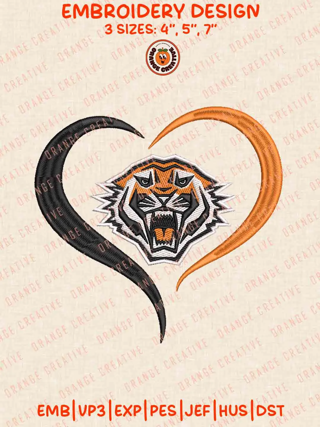 NRL Wests Tigers Heart Logos Embroidery Design, NRL Team Machine Embroidery Digitized Pes File, 4 Sizes, Custom Size, Instant Download