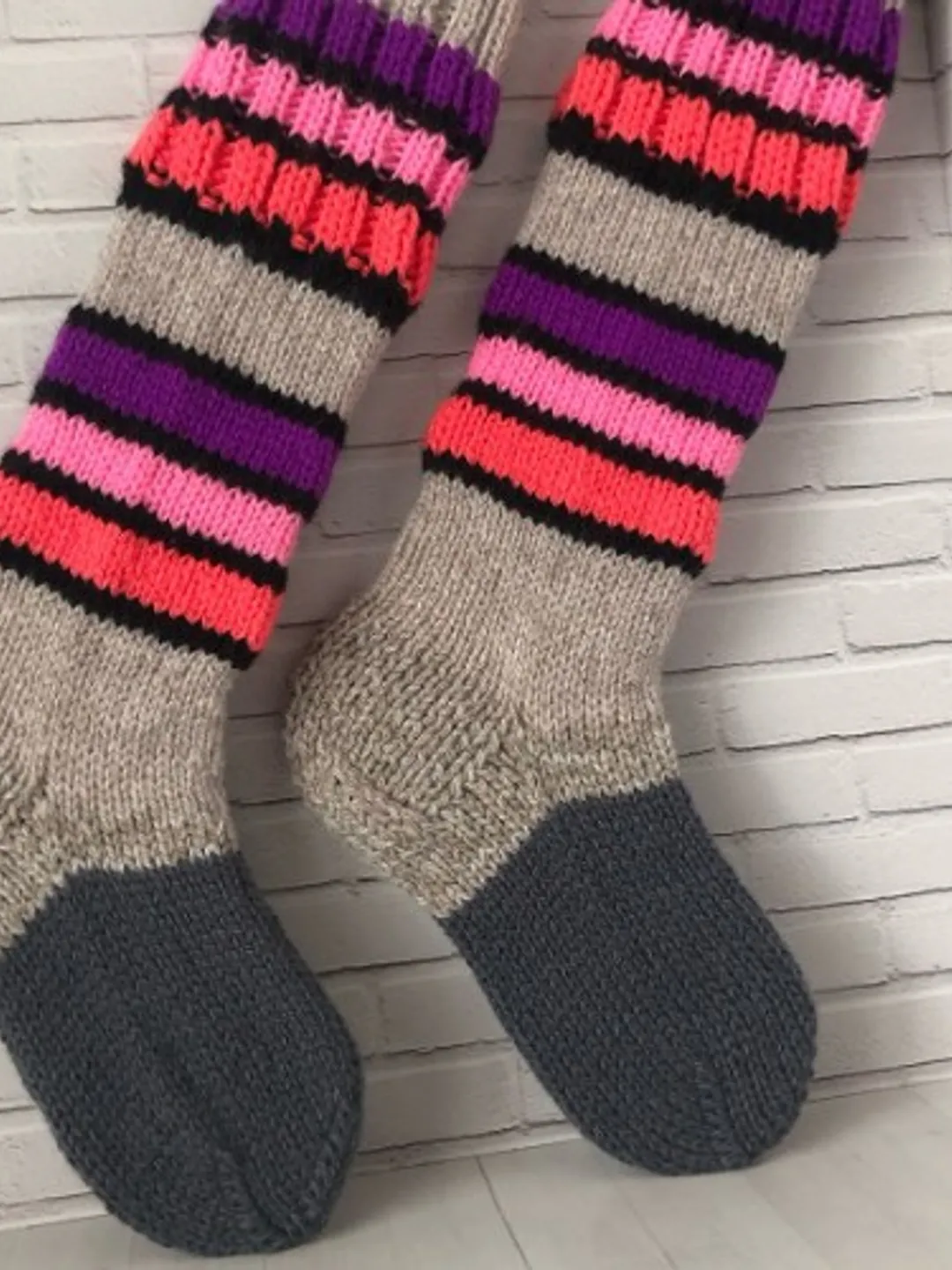 Warming Knee Socks Knitted Handmade