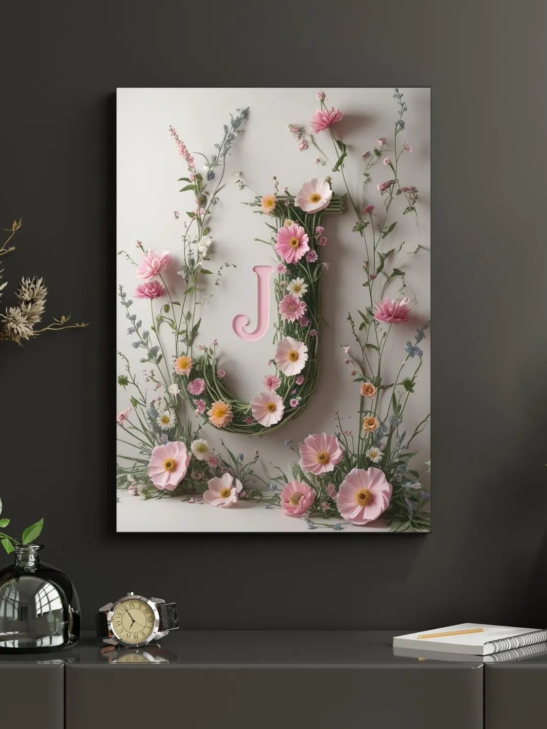 Botanical Letters/graphics Floral Letter P Print, Botanical Alphabet Wall Art (Digital Download)