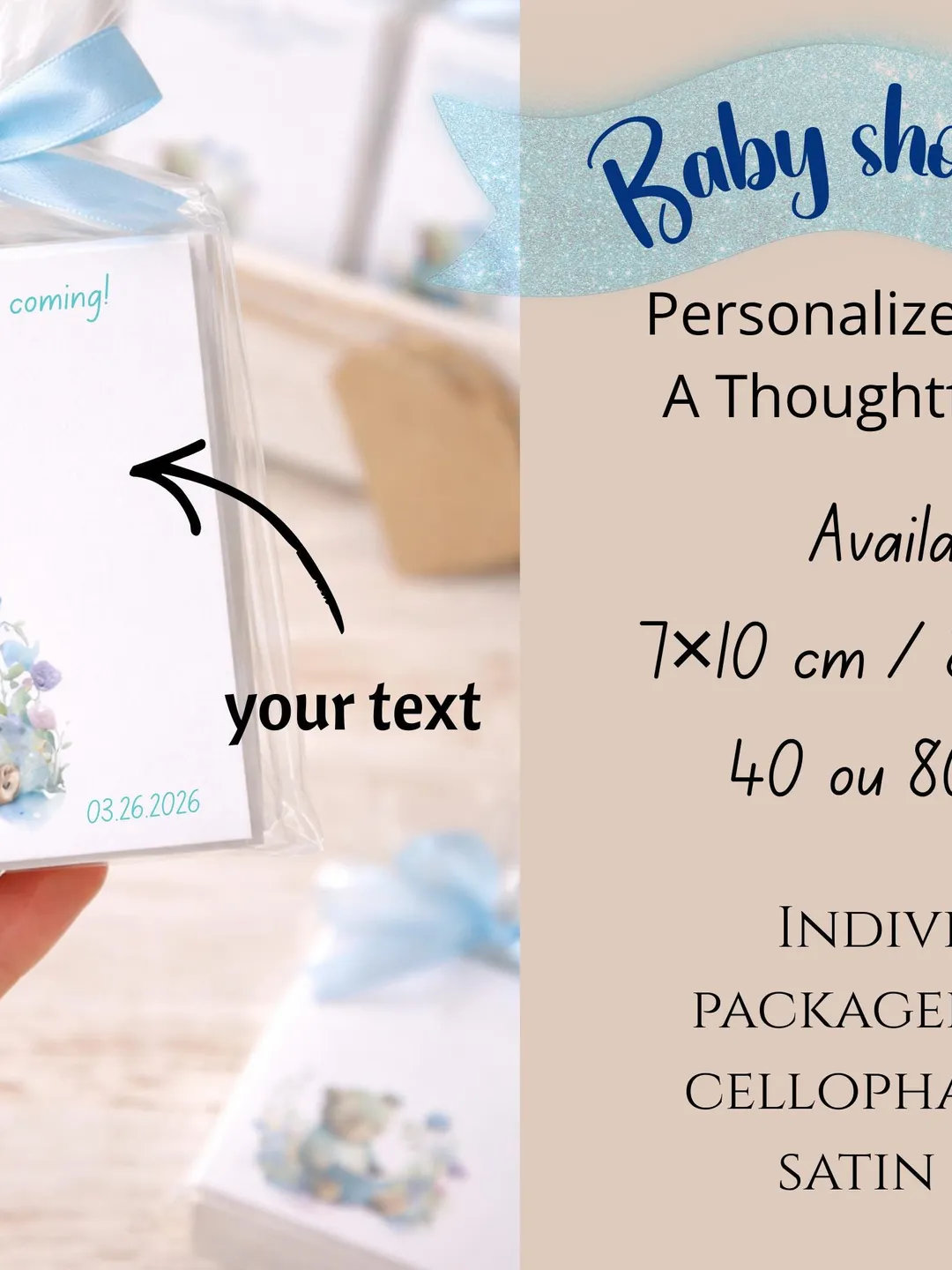 Shower Notes Personalized Baby Shower Notepads – Bear Design Party Favors (7x10 cm)