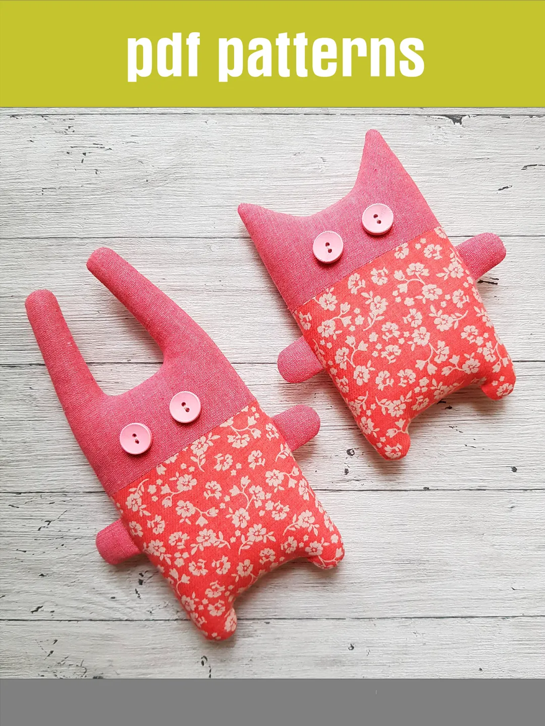 Animal dolls sewing patterns PDF (Bunny and Cat), set of 2 digital tutorials in English. Rag Dolls DIY.