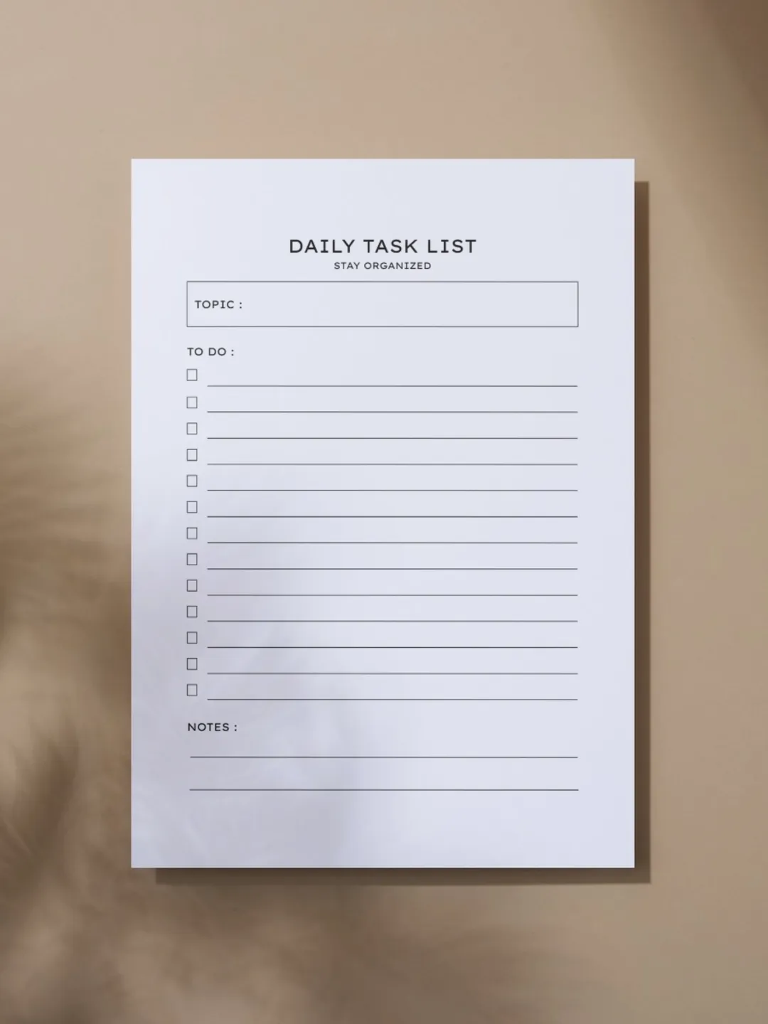 Minimalist Daily Task List Printable, Simple To Do Organizer (A4 PDF ...
