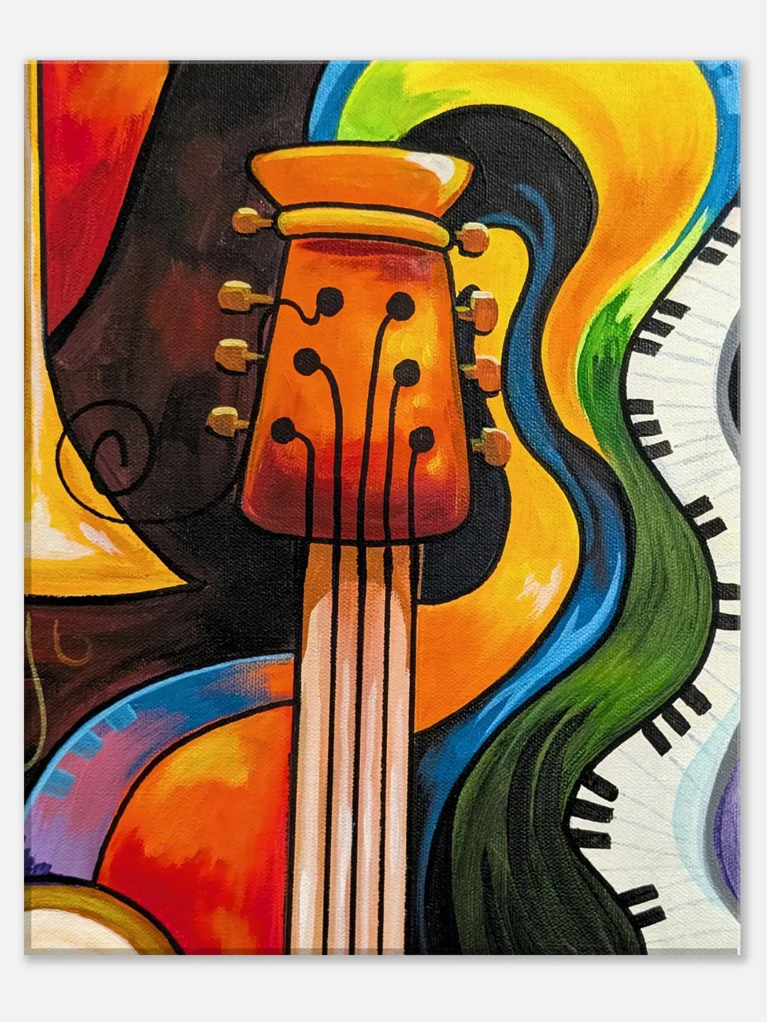 Abstract Music Wall Art, Colorful Guitar Jazz Canvas, Modern