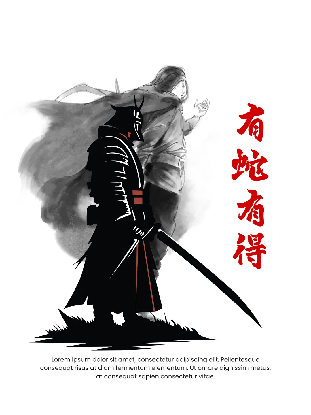 T-Shirt Design Samurai Anime For Designer