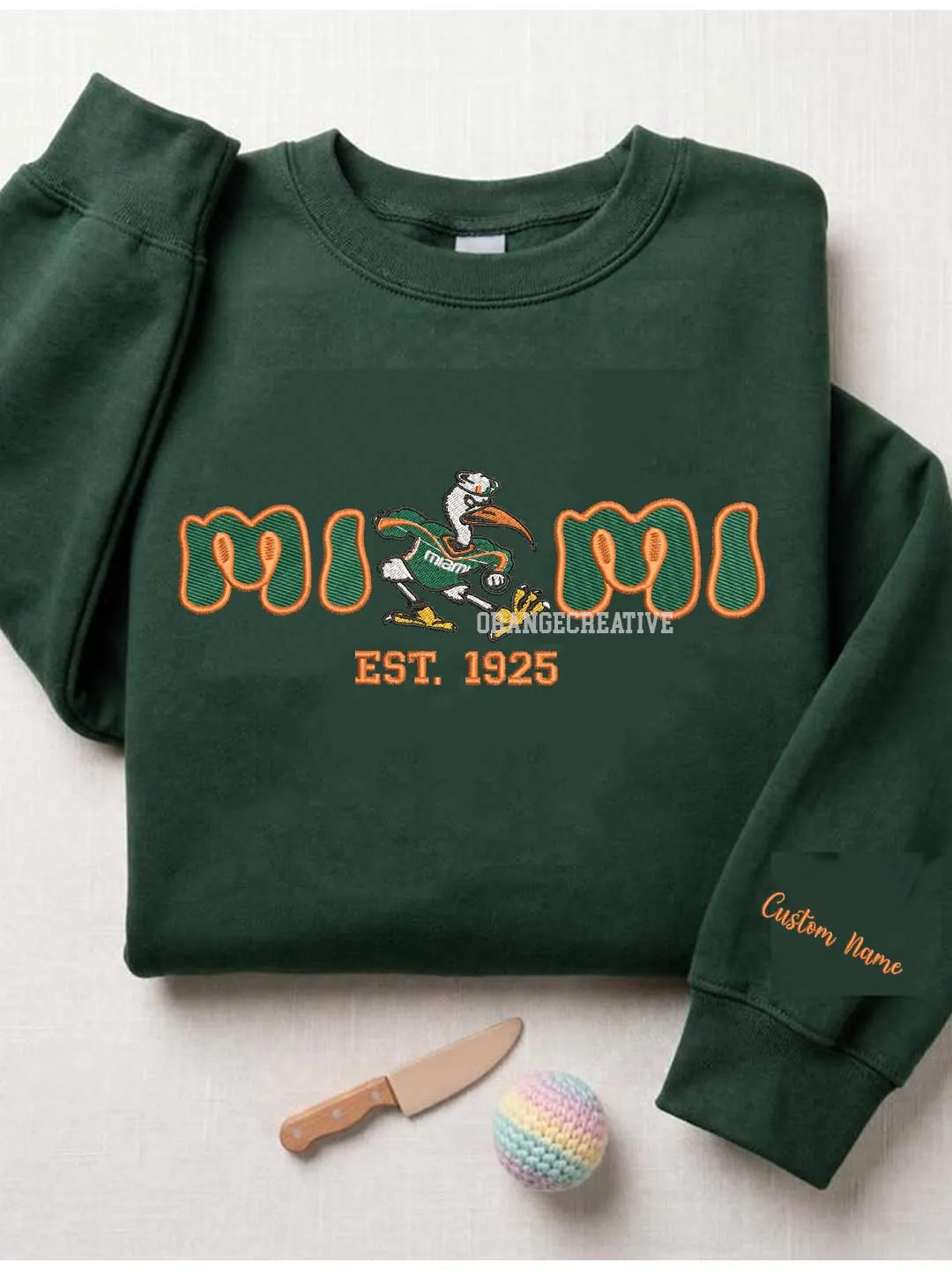 Miami Hurricane Est Embroidered Sweatshirt, Sport Embroidered Crewneck, Football Embroidered Shirt, College Sweatshirt, Crewneck Gift