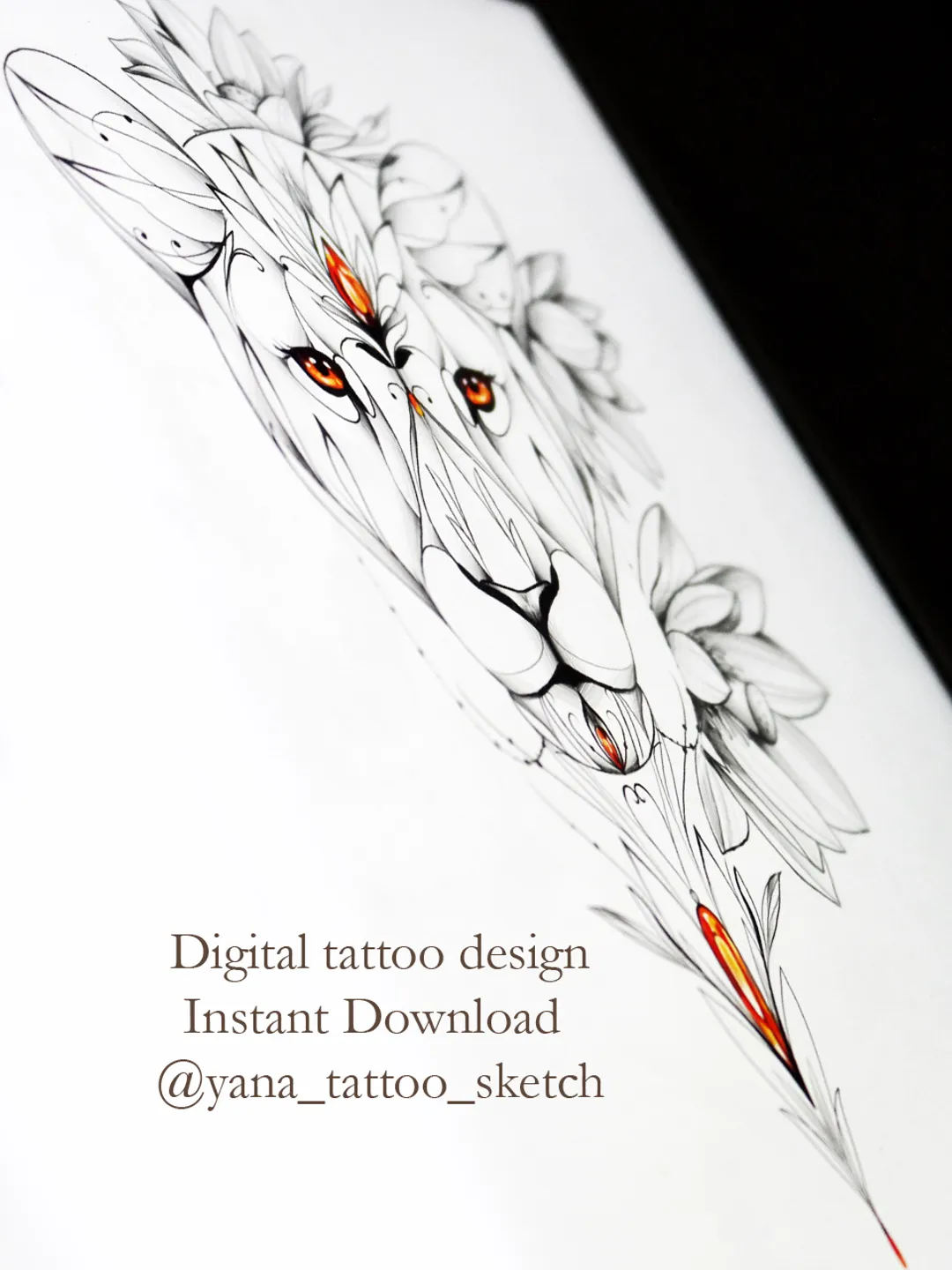 Lioness Tattoo Design For Females Lioness Tattoo Idea Sketch, Instant download JPG, PDF, PNG