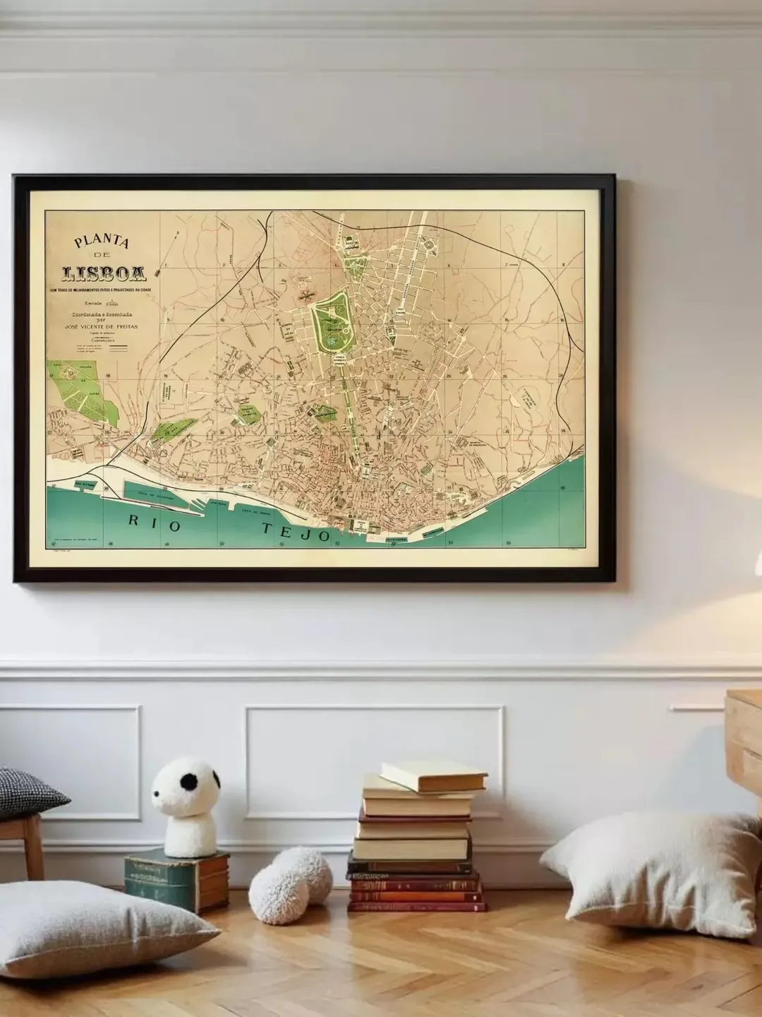 Vintage Lisbon Map Print | 1890 Portugal Wall Art