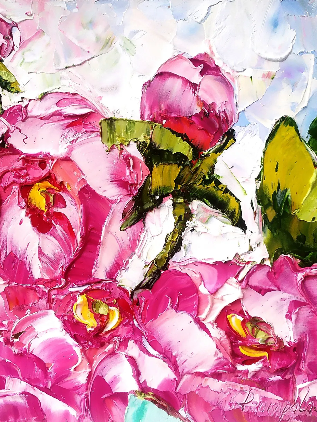 Peony Painting Impasto Original Art Floral Wall Art Flowers Small Oil Painting 8x8