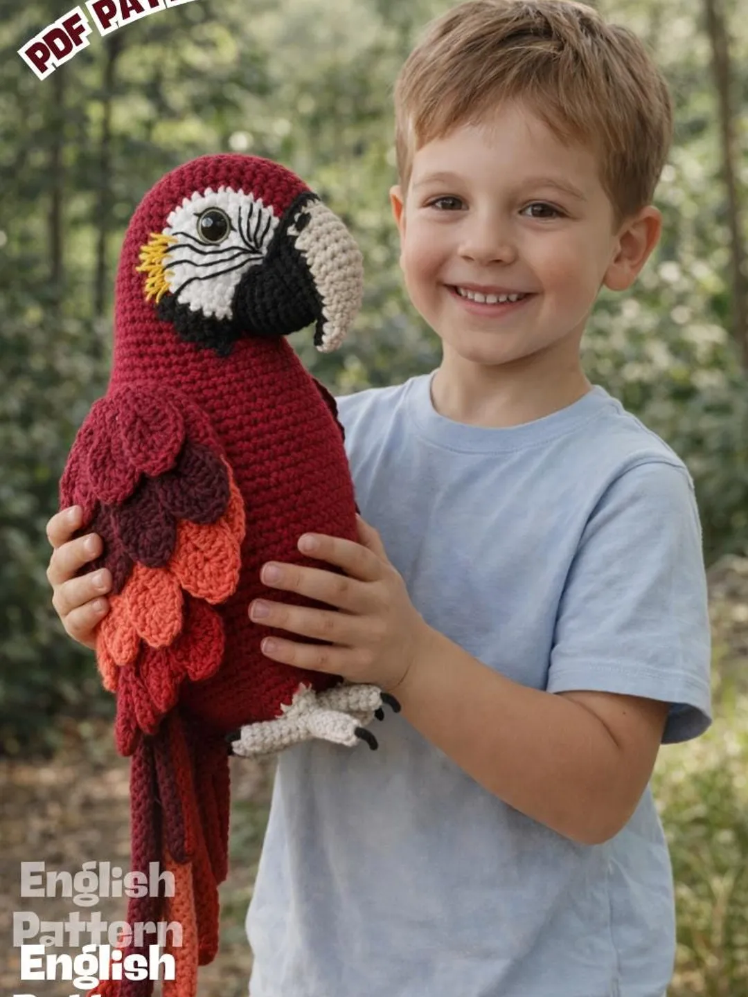Realistic Parrot Crochet Pattern , Macaw Crochet Pattern, Scarlet Parrot Toy Pattern (English terms) / Amigurumi Parrot / Parrot crochet