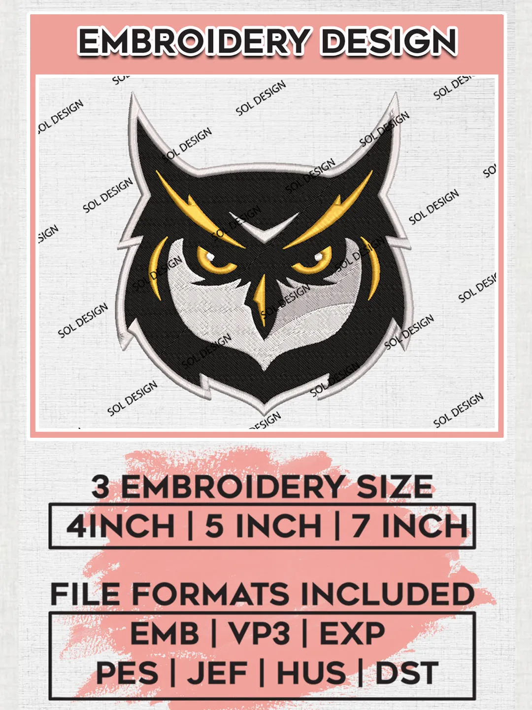 Kennesaw State Owls Embroidery Designs, NCAA Logo Embroidery Files, NCAA Kennesaw State Owls Logo, NCAA Embroidery Designs, Machine Embroidery Designs, Digital Download