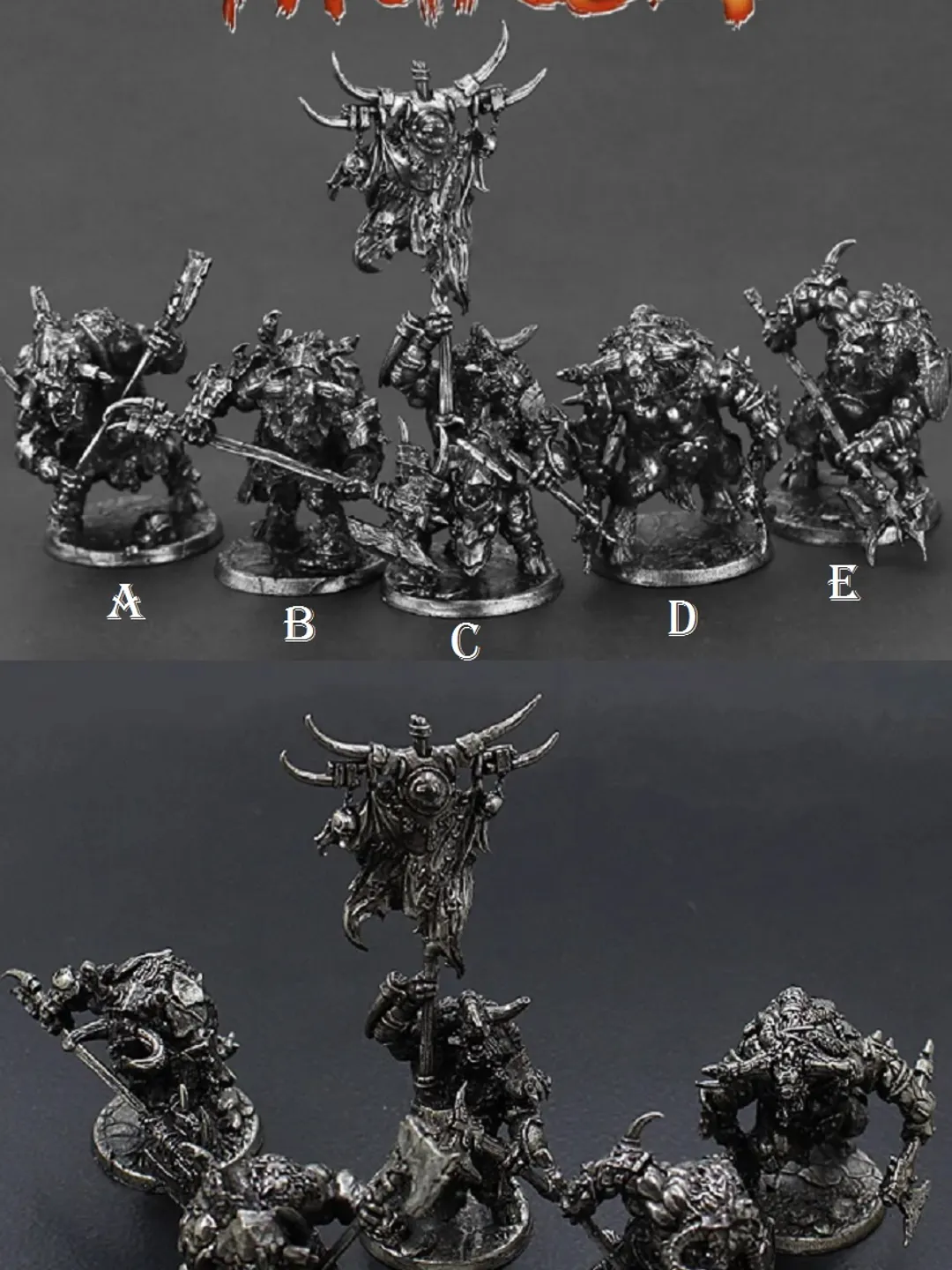 Tauren tribe, tin miniatures, tabletop wargaming fantasy miniature figures.