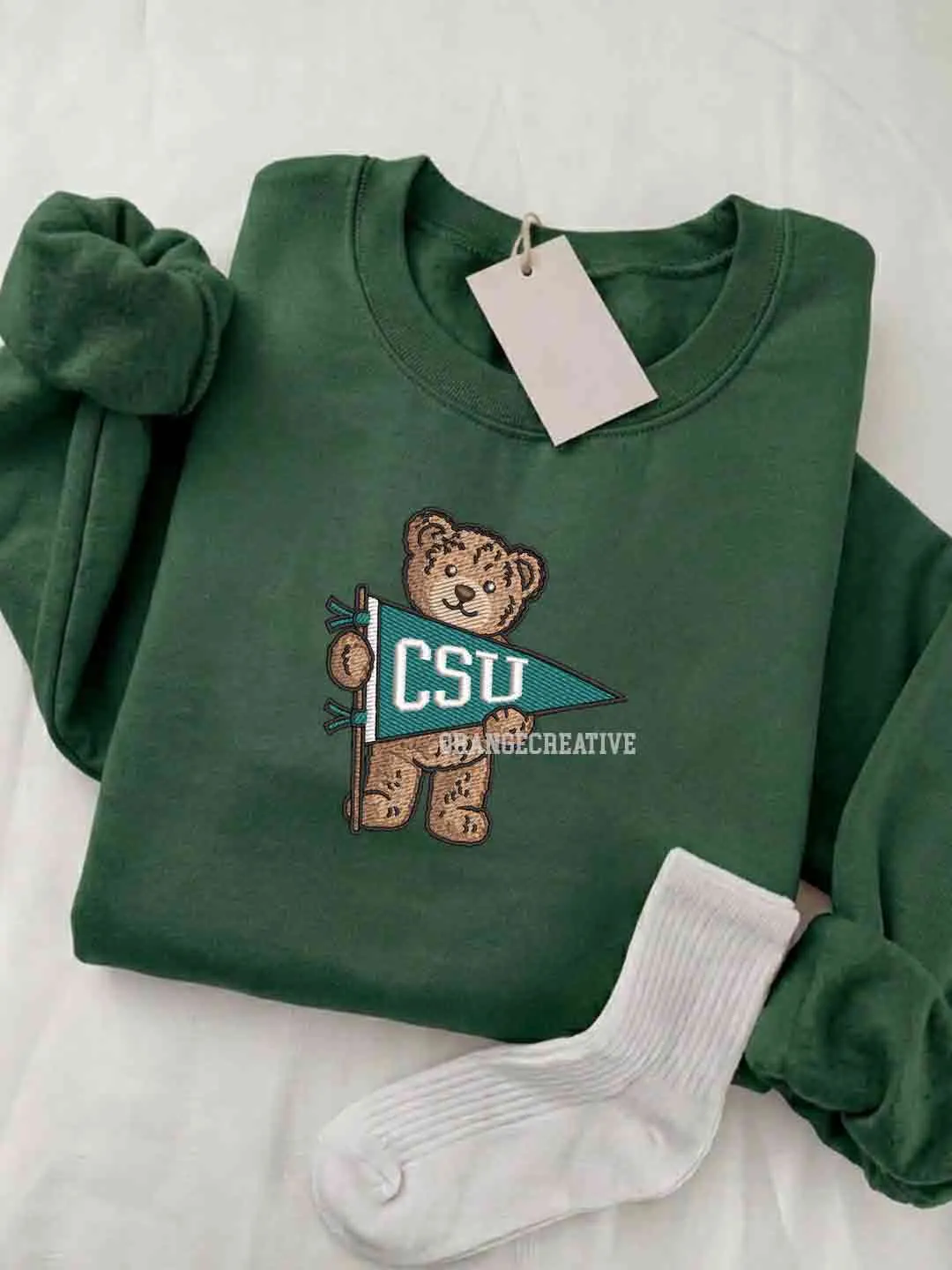 Chicago State Cougars Embroidered Sweatshirt, College Embroidered Crewneck, NCAA CSU Cougars Team Embroidered Shirt, Teddy Bear Sweatshirt, Gift for Collegue