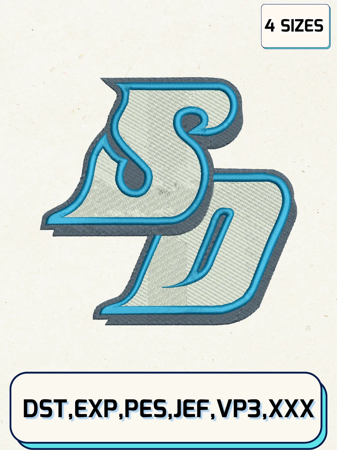 San Diego Toreros Logos Embroidery Design Files, NCAA Logos Embroidery Designs, Machine Embroidery Files, 4 Sizes