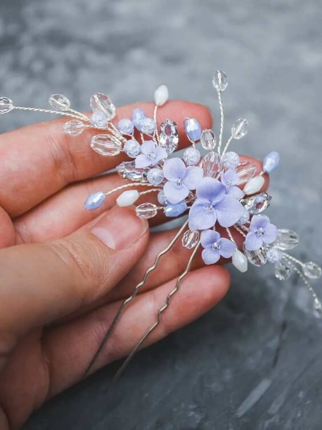 Violet hair pin for bride Lavender headpiece Boho wedding  display picture 1