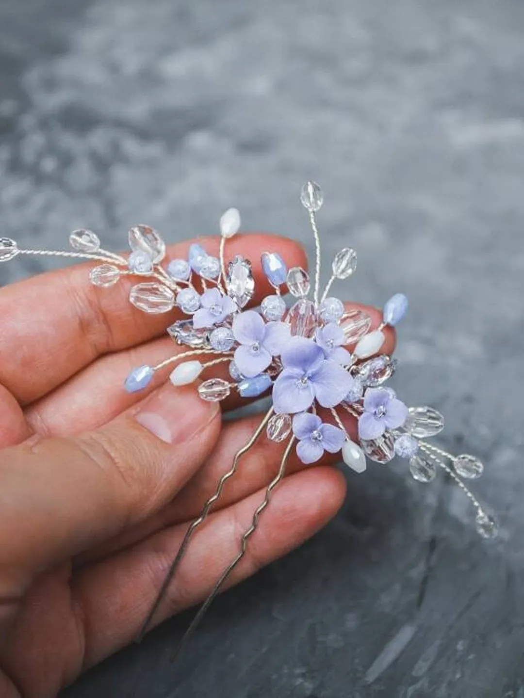 Violet hair pin for bride Lavender headpiece Boho wedding  display picture 1