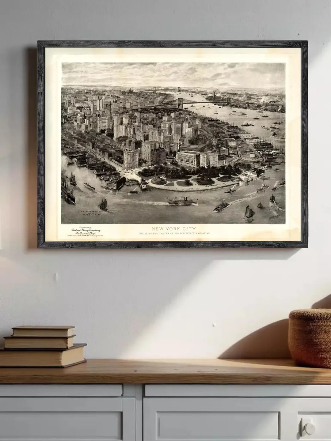 Old Gravure of New York 1905 BirdsEye View Panoramic | Wall Map Print