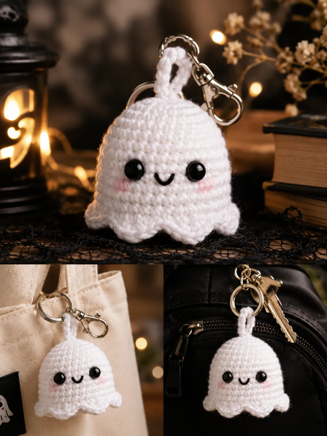 Mini Ghost Crochet Keychain