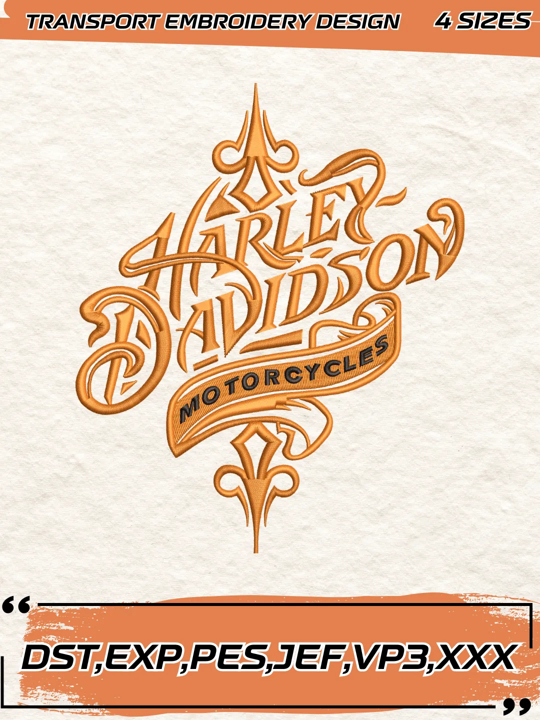 Harley Davidson Motorcycles Embroidery Design,Transport Embroidery File,4 Sizes, Digital Download