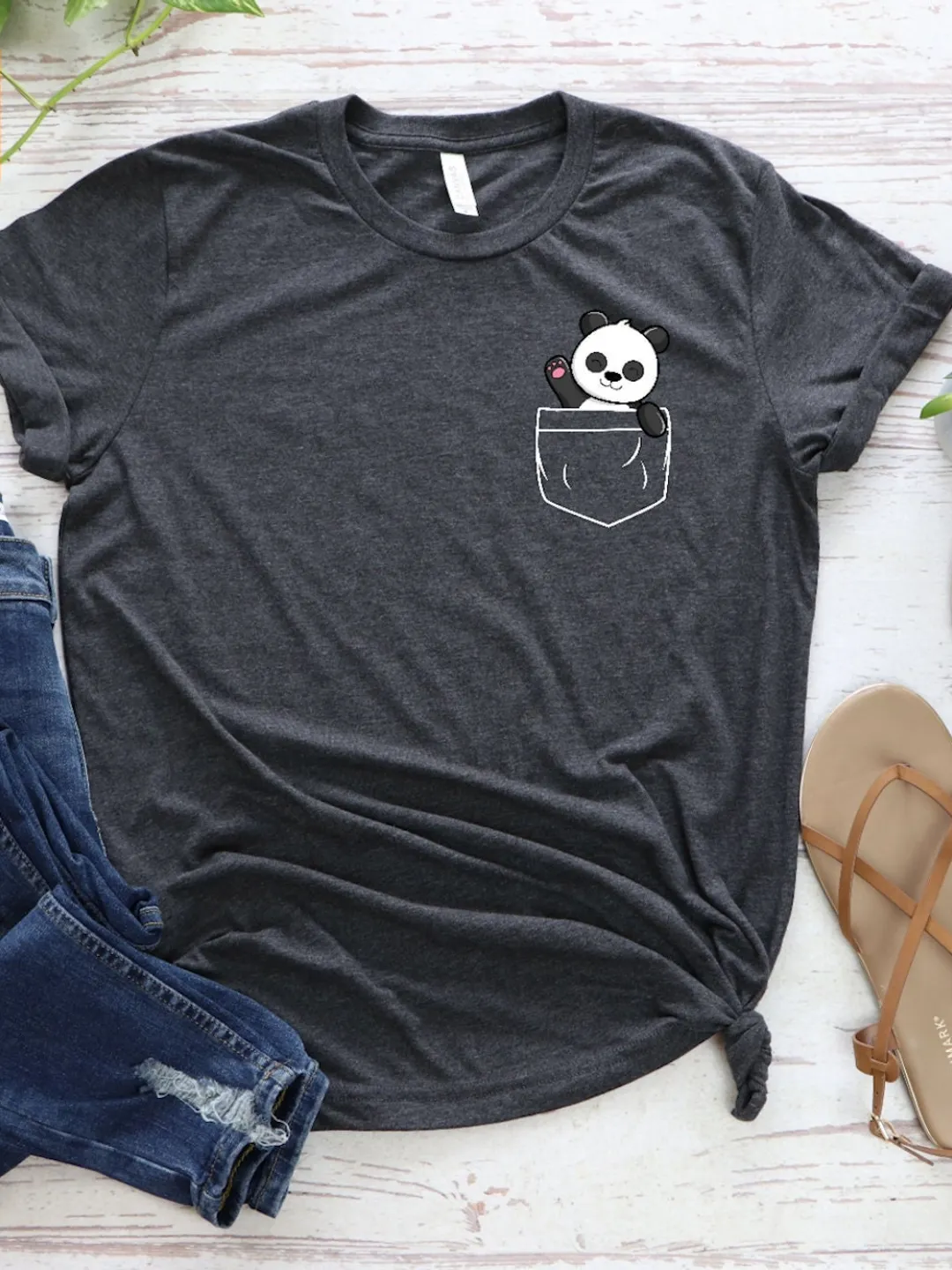 Cute Panda Pocket Shirt - Soft Cotton, Relaxed Fit Kids and Adult Tees