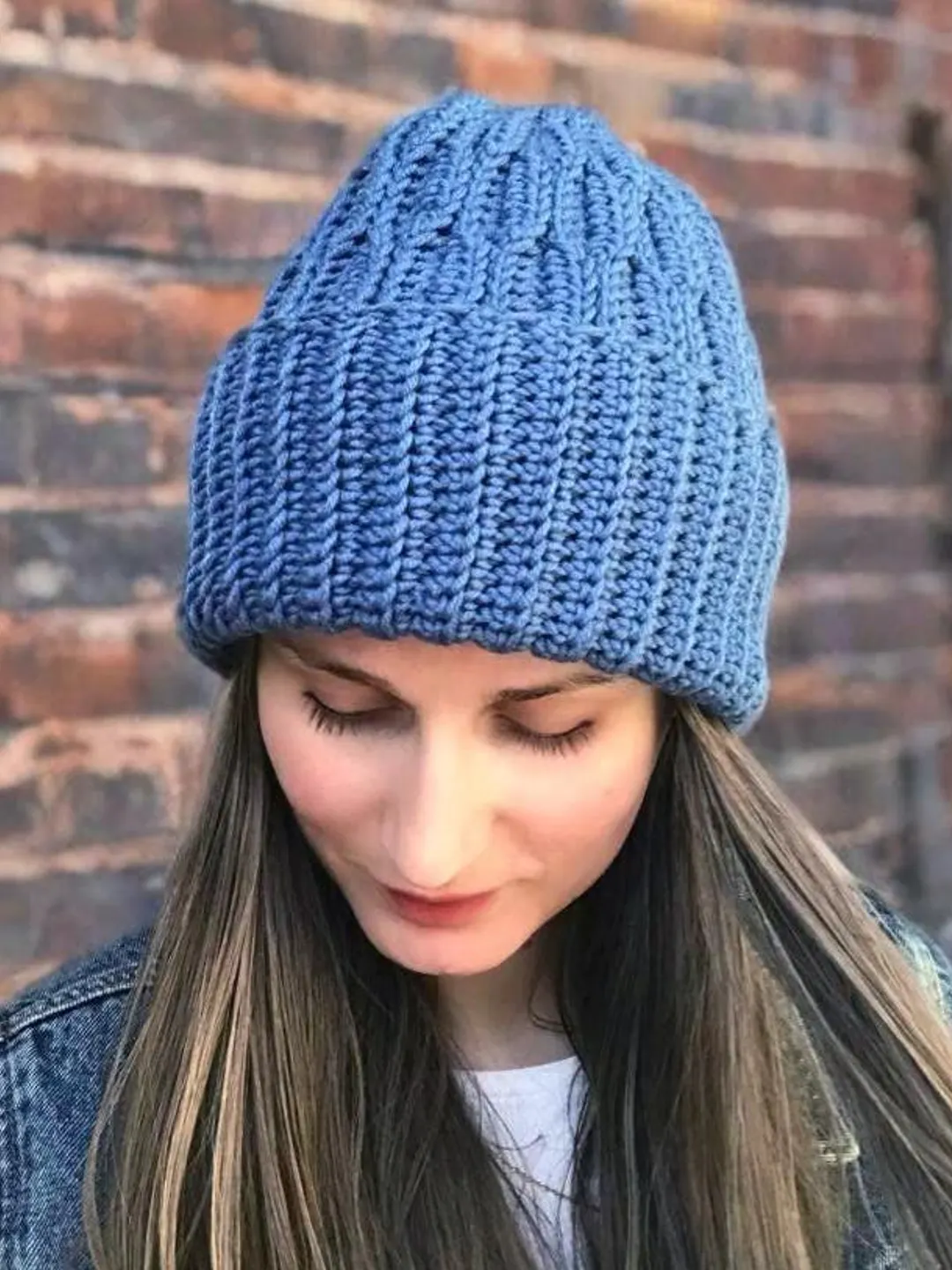 Crochet Soft Merino Wool Beanie with Cable, Braided Texture - Handmade Warm Unisex Hat with Adjustable Brim - Quality Gift in Many Colors