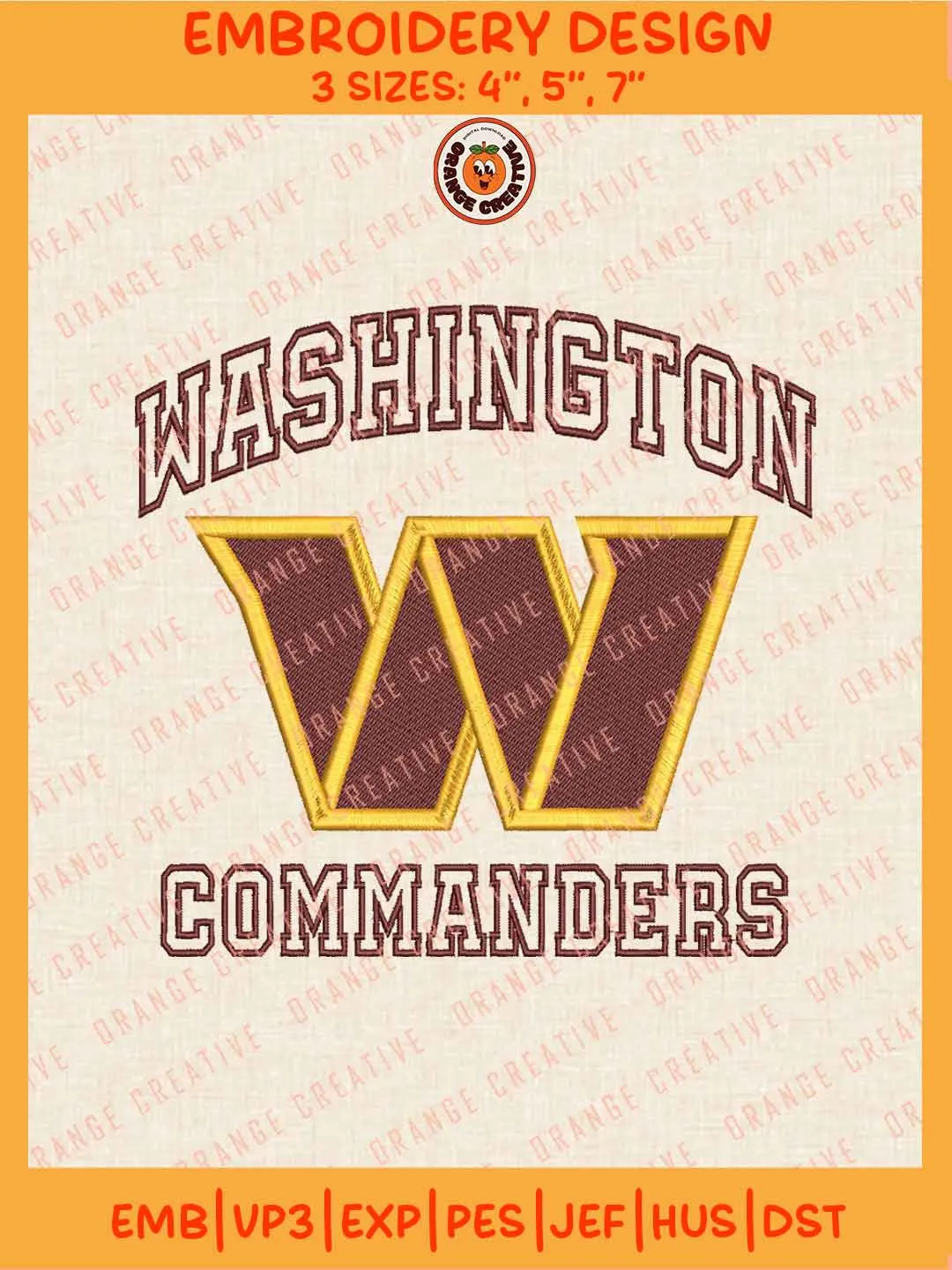 NFL Washington Commanders Team Word Logo Embroidery Files, Washington ...