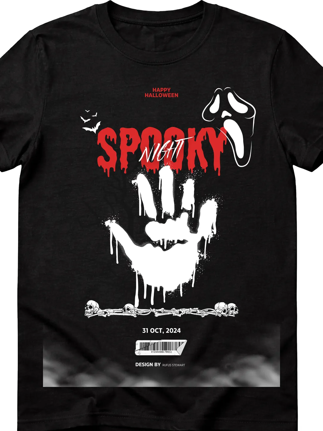T-Shirt Design Black Red Dark and Trendy Halloween T-Shirt | Gothic Graphic Tee