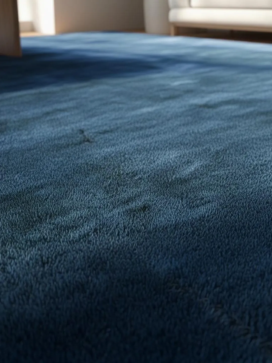 Solid Blue Hand Tufted Wool Rug Minimalist Modern Decor