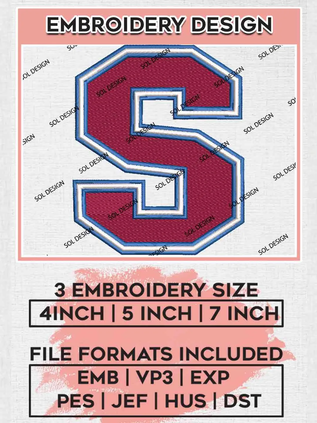 South Carolina State Bulldogs Letter Designs, NCAA South Carolina State Bulldogs Logo Embroidery files, NCAA Team, College Football Team Machine embroidery designs, Digital Download