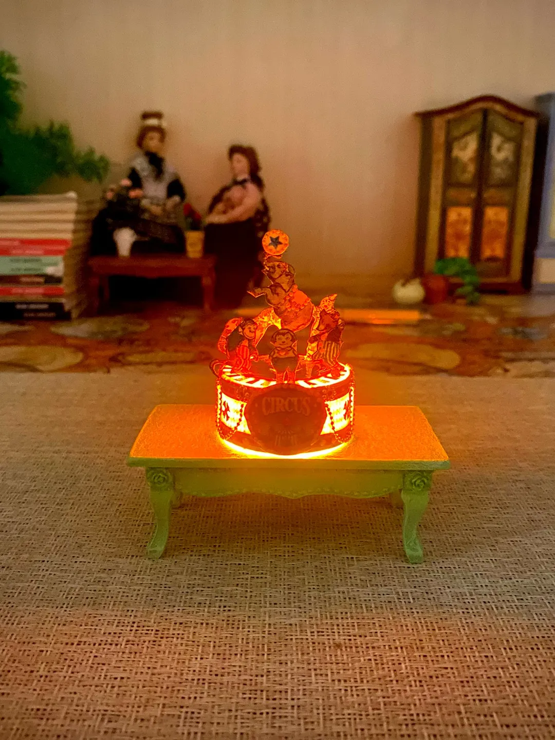 Puppet circus with lights. Dollhouse miniature.1:12