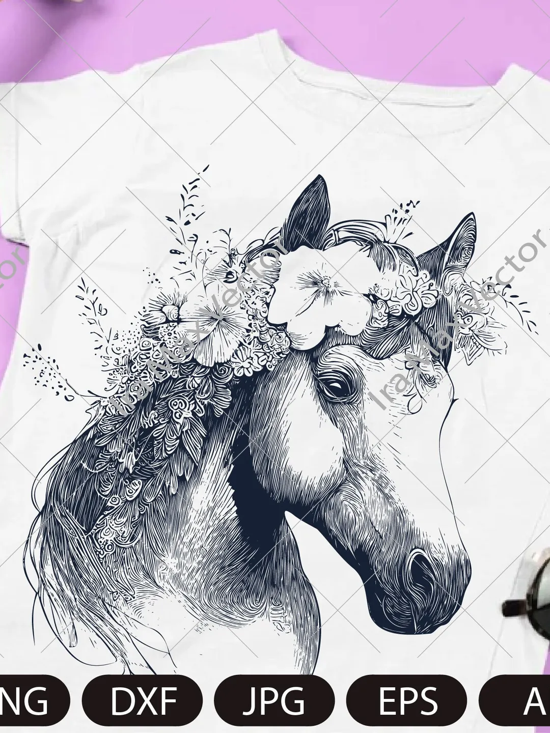 Horse SVG file, Horse with Flower Crown SVG, Horse face , Animal Face ...
