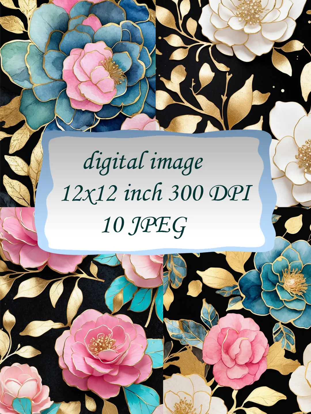 Digital Art Prints Set of 10, vivid floral image, camellias ,lilies, Floral Journal Paper, notebook digital paper  instant download