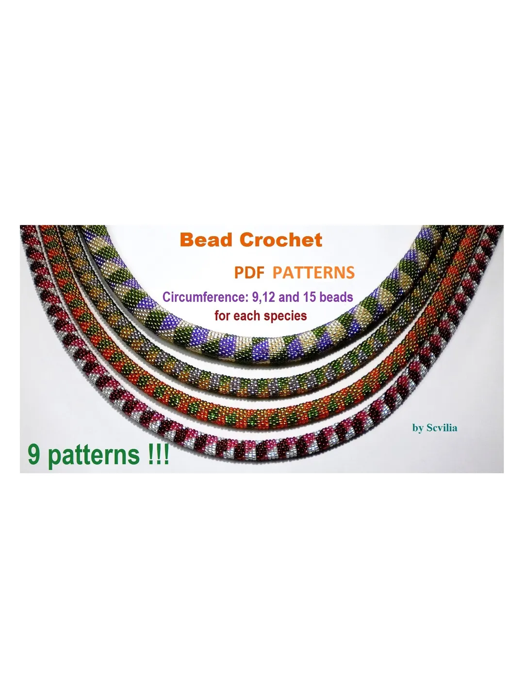 Bead Crochet rope pattern necklace and bracelet "Jujube",DIY,bead crocheting,Instant Download,PDF patterns