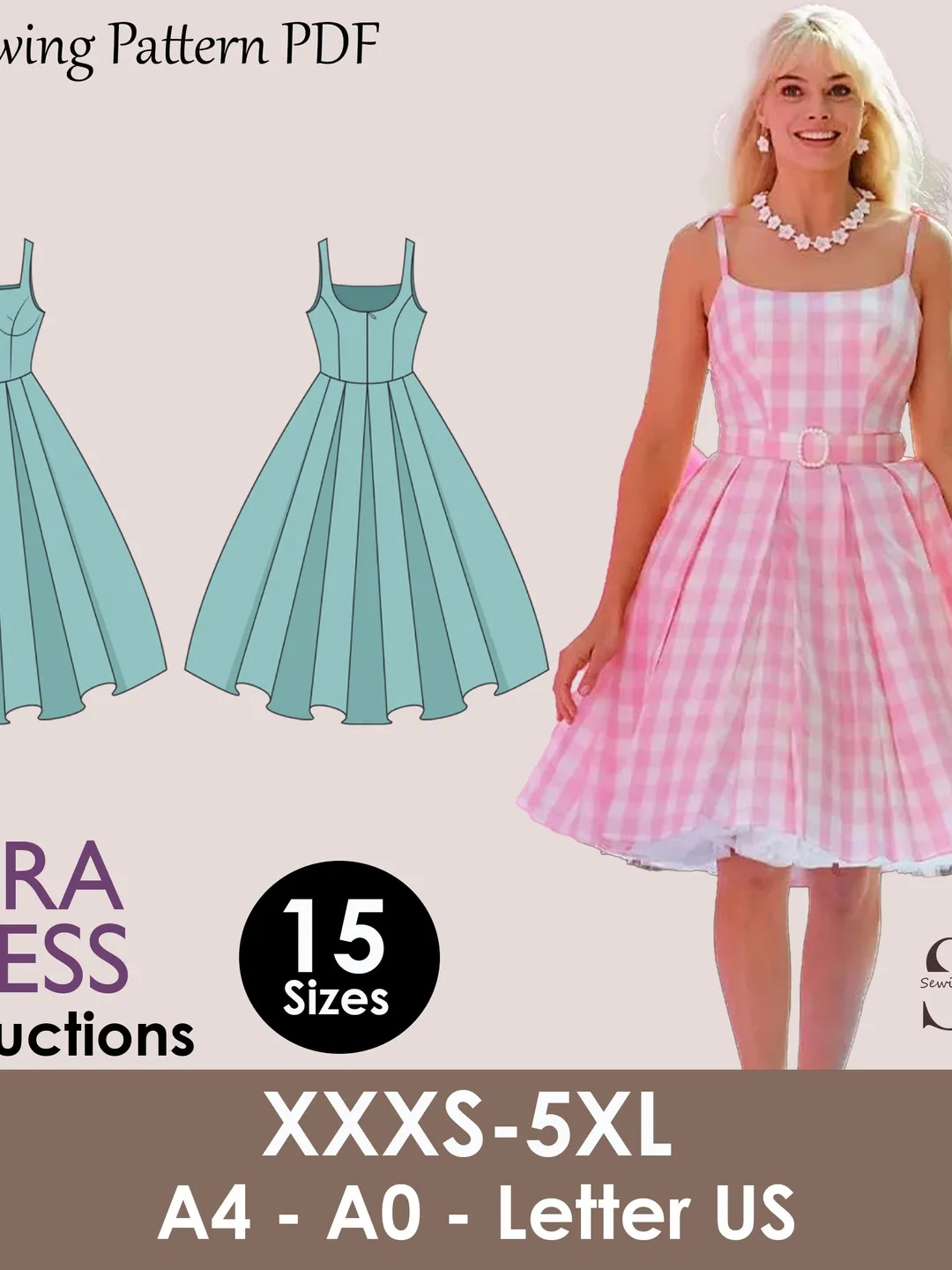 Bow straps dress pattern | Women dress sewing pattern | Bow Mini dress sewing pattern | PDF Sewing pattern | 15-sizes | prom dress pattern Bow straps dress pattern | Women dress sewing pattern | Bow Mini dress sewing pattern | PDF Sewing pattern | 15-sizes | prom dress pattern