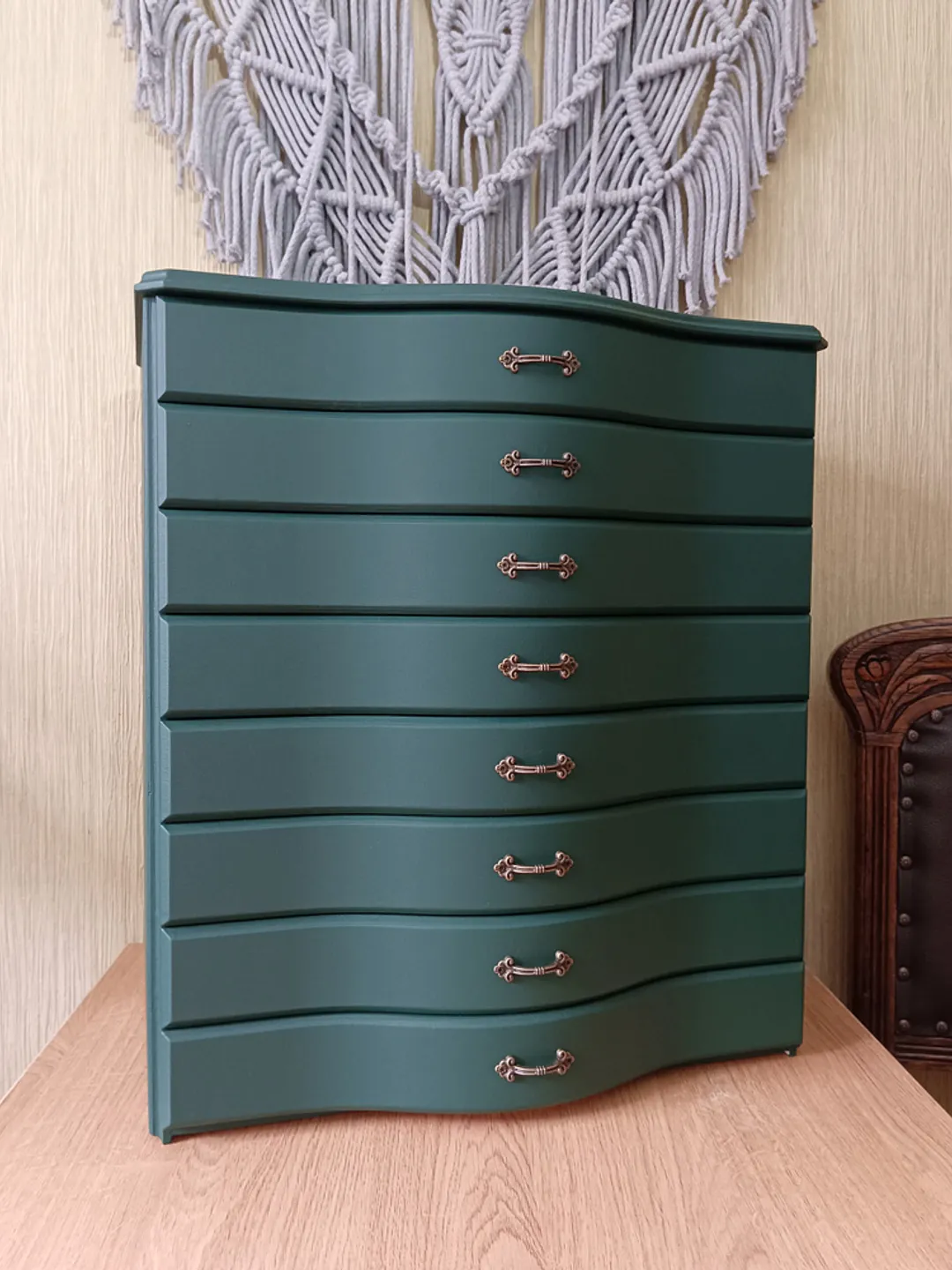 Embroidery cabinet for stitchers in vintage style, Thread storage drawers  for DMC floss bobbins and skeins, image size:1080x1440