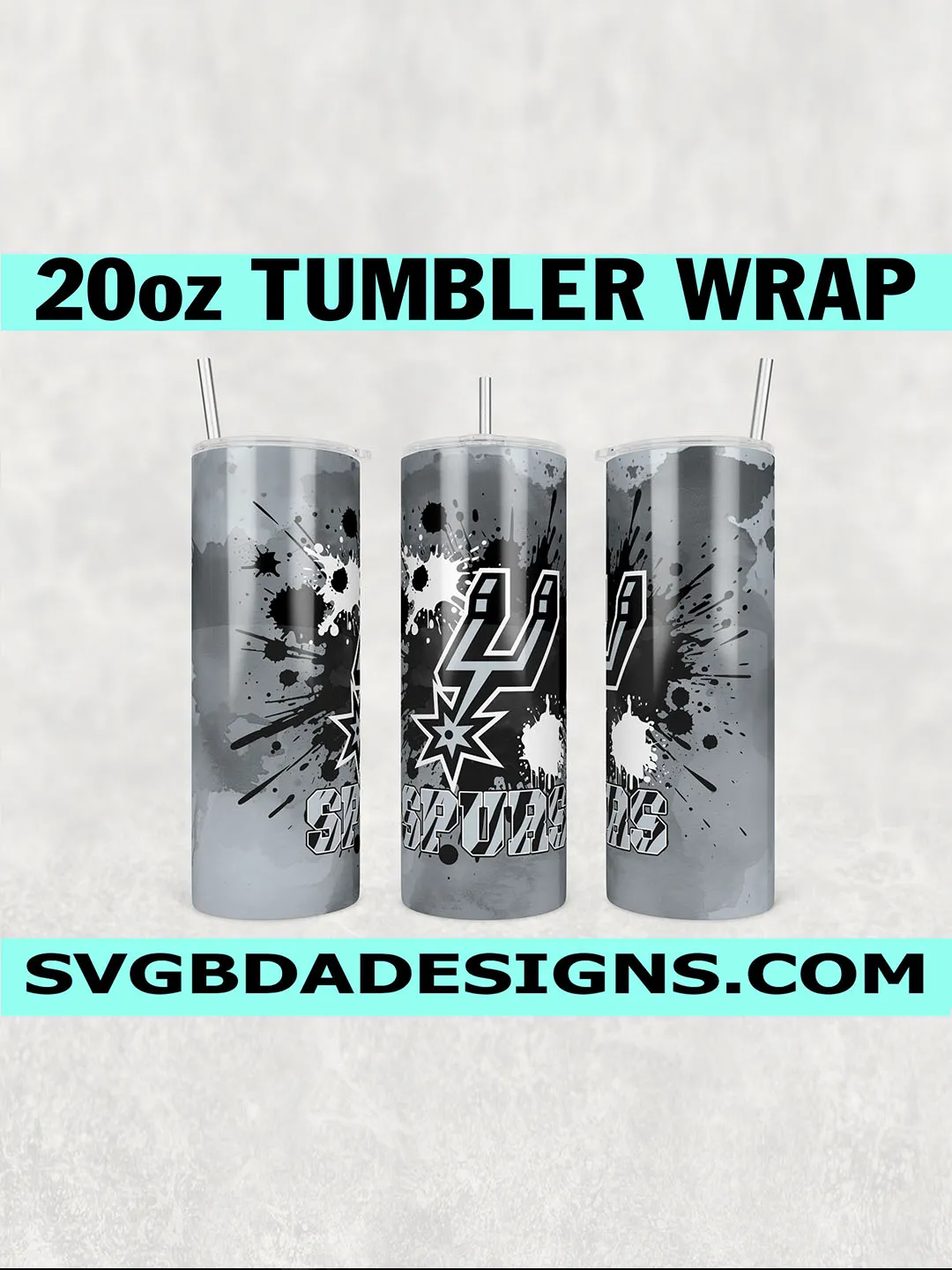 San Antonio Spurs Tumbler Wrap PNG, Basketball Paint Splatter Design