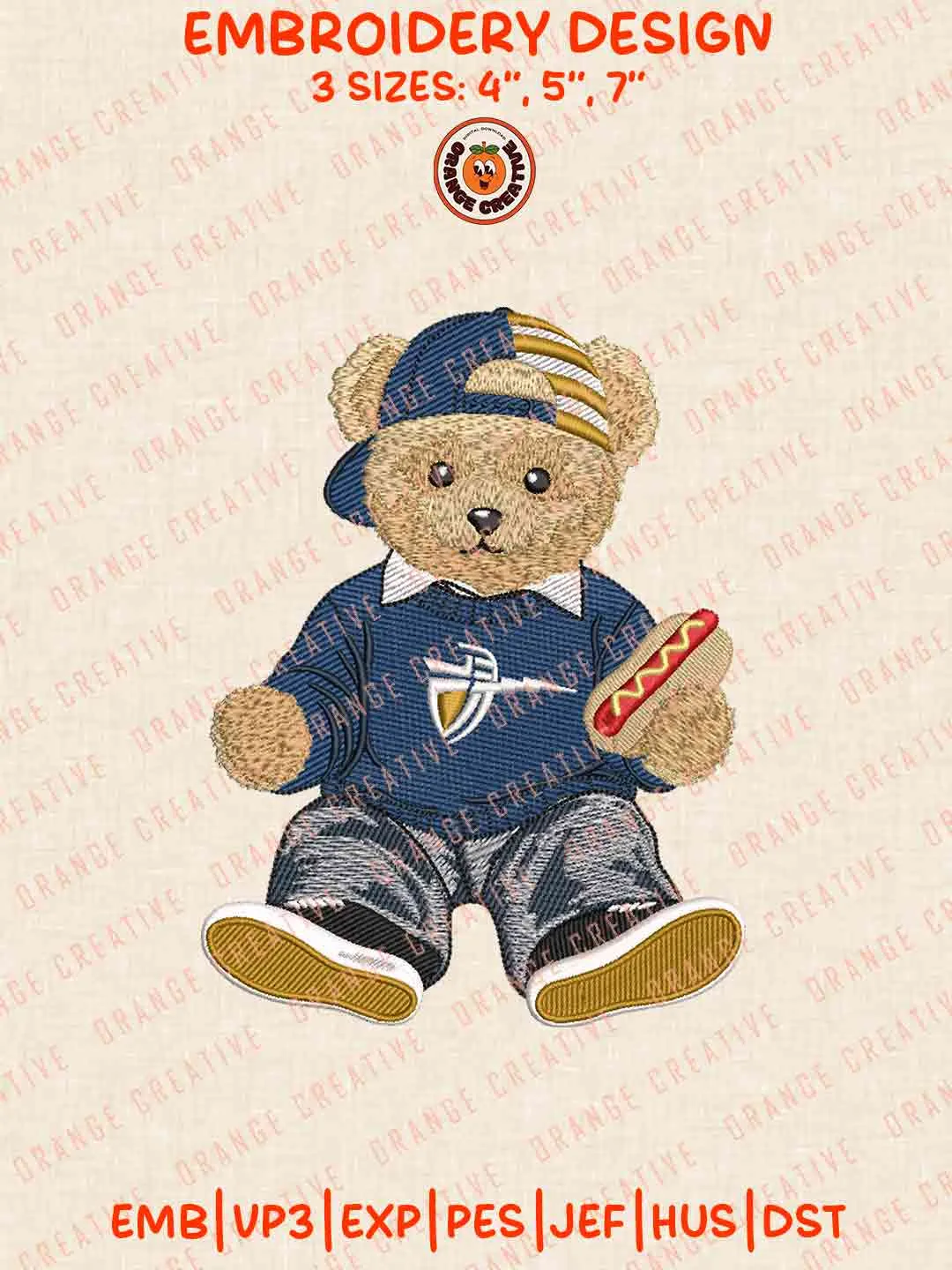 California Baptist Lancer Teddy Bear Embroidery Design Files, Football Embroidery Designs, Sport Machine Embroidery Files, 3 Sizes, Custom Sizes, Instant Download