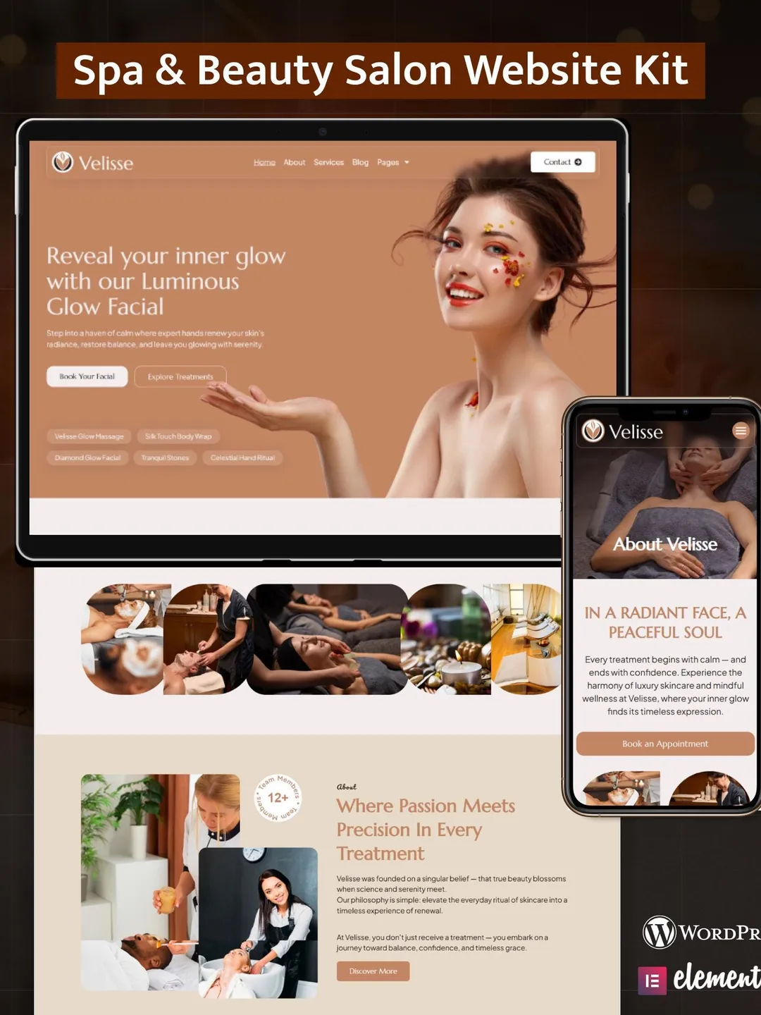 Luxury Spa WordPress Elementor Pro Template Kit | Skincare, Beauty Salon & Wellness Website Template