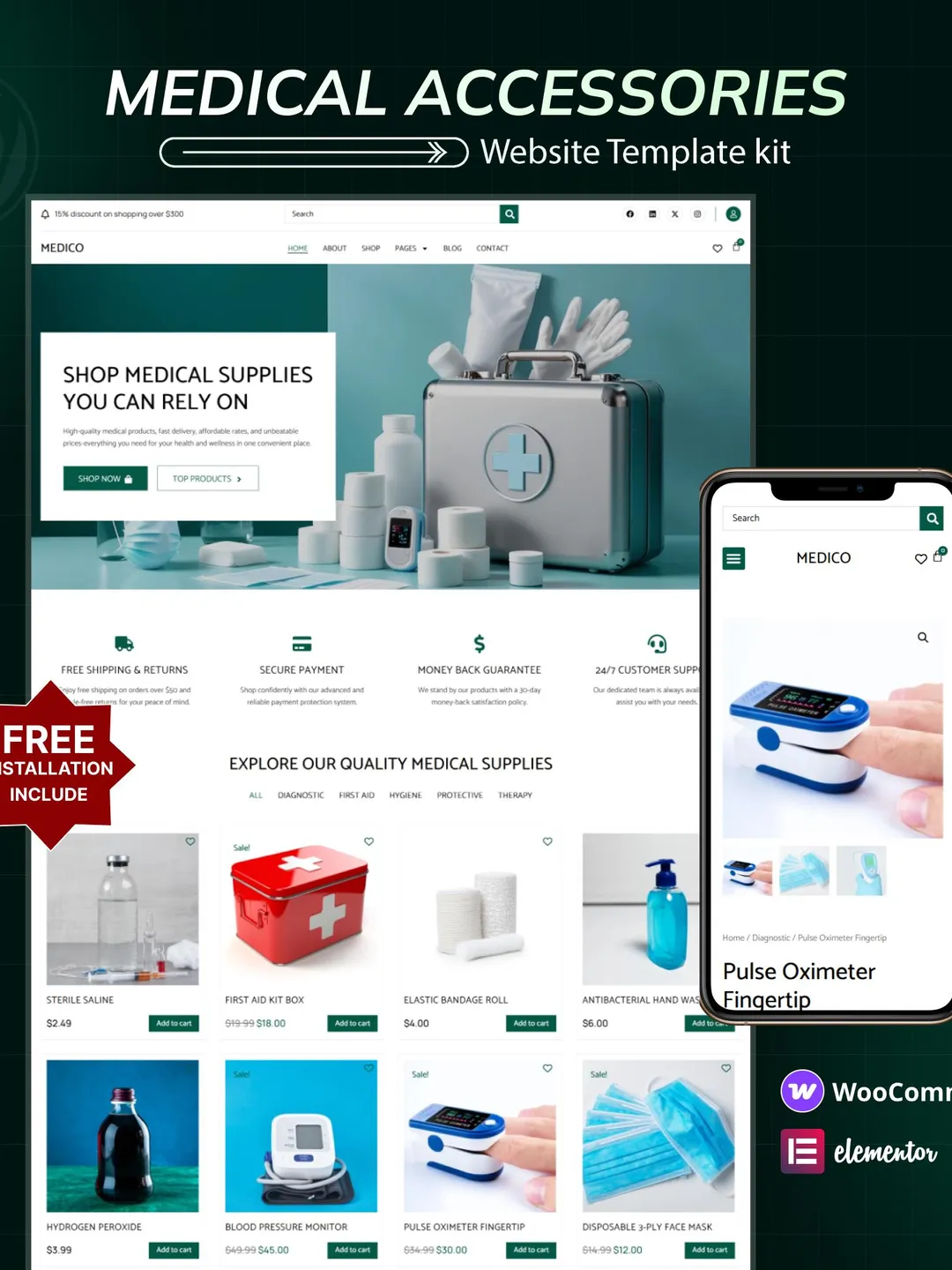 Medical Store WordPress Elementor Template Kit | Online Pharmacy and Healthcare Website Template