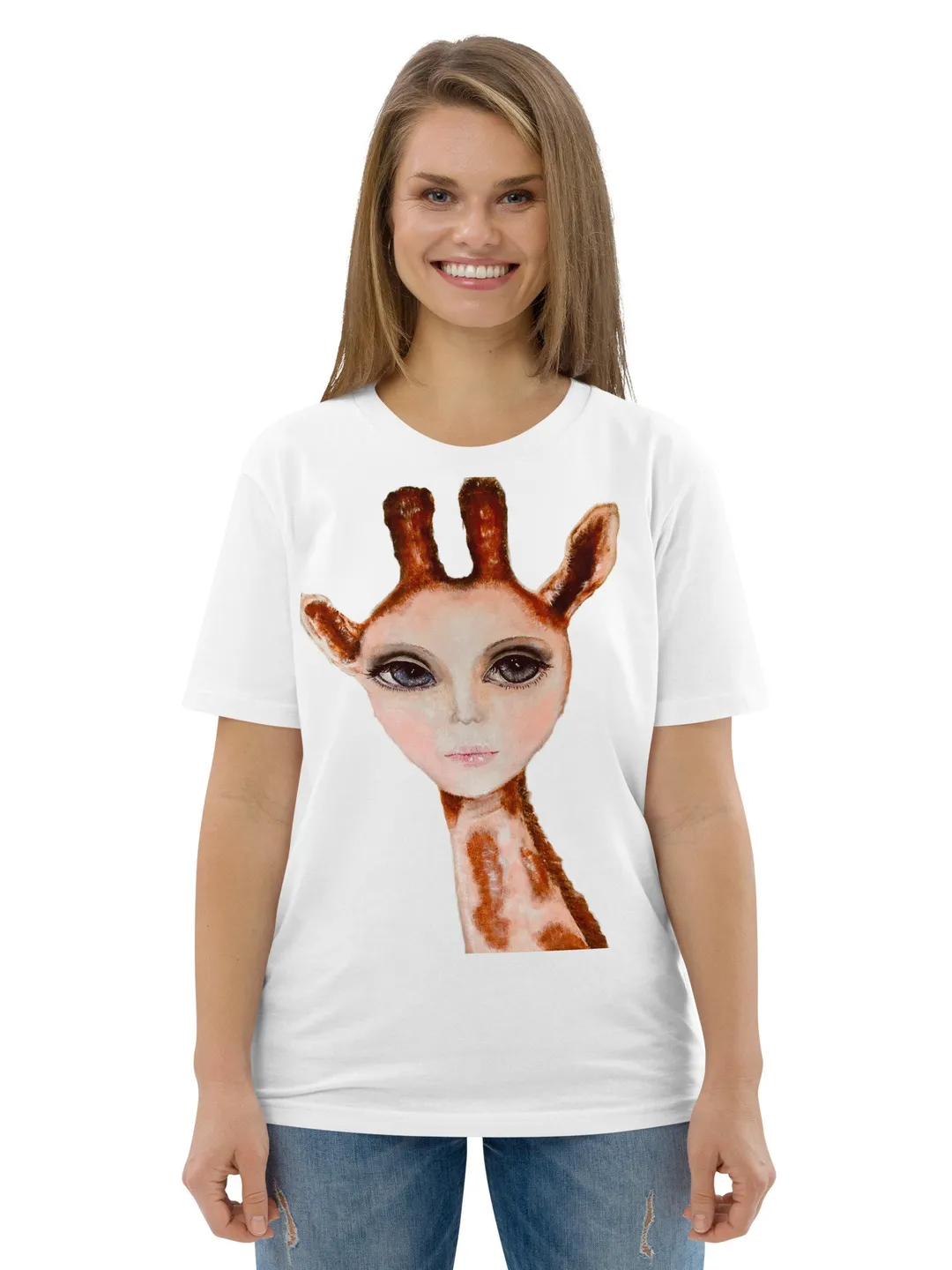 Woman girrafe fantasy Unisex organic cotton t-shirt