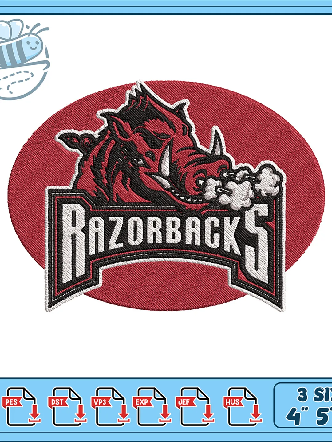 Razorback Pattern Razorbacks Hog Mascot Embroidery Design, College Sports Machine ...