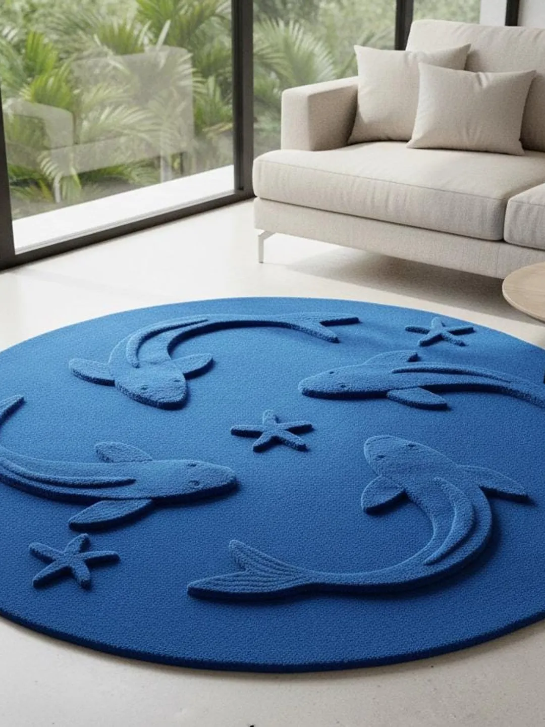 Ocean Dolphin Round Area Rug for Living Room , Bedroom , Nursery & Kid ...