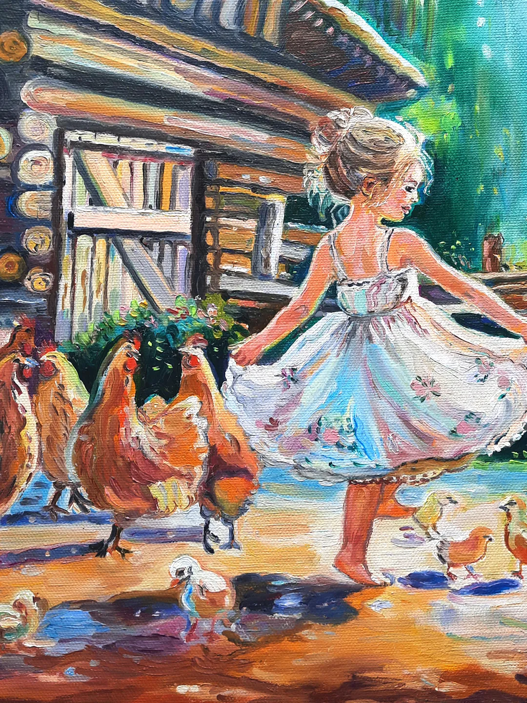Inthe Country Girl inThe Country Painting Original Oil Art Oil on Canvas