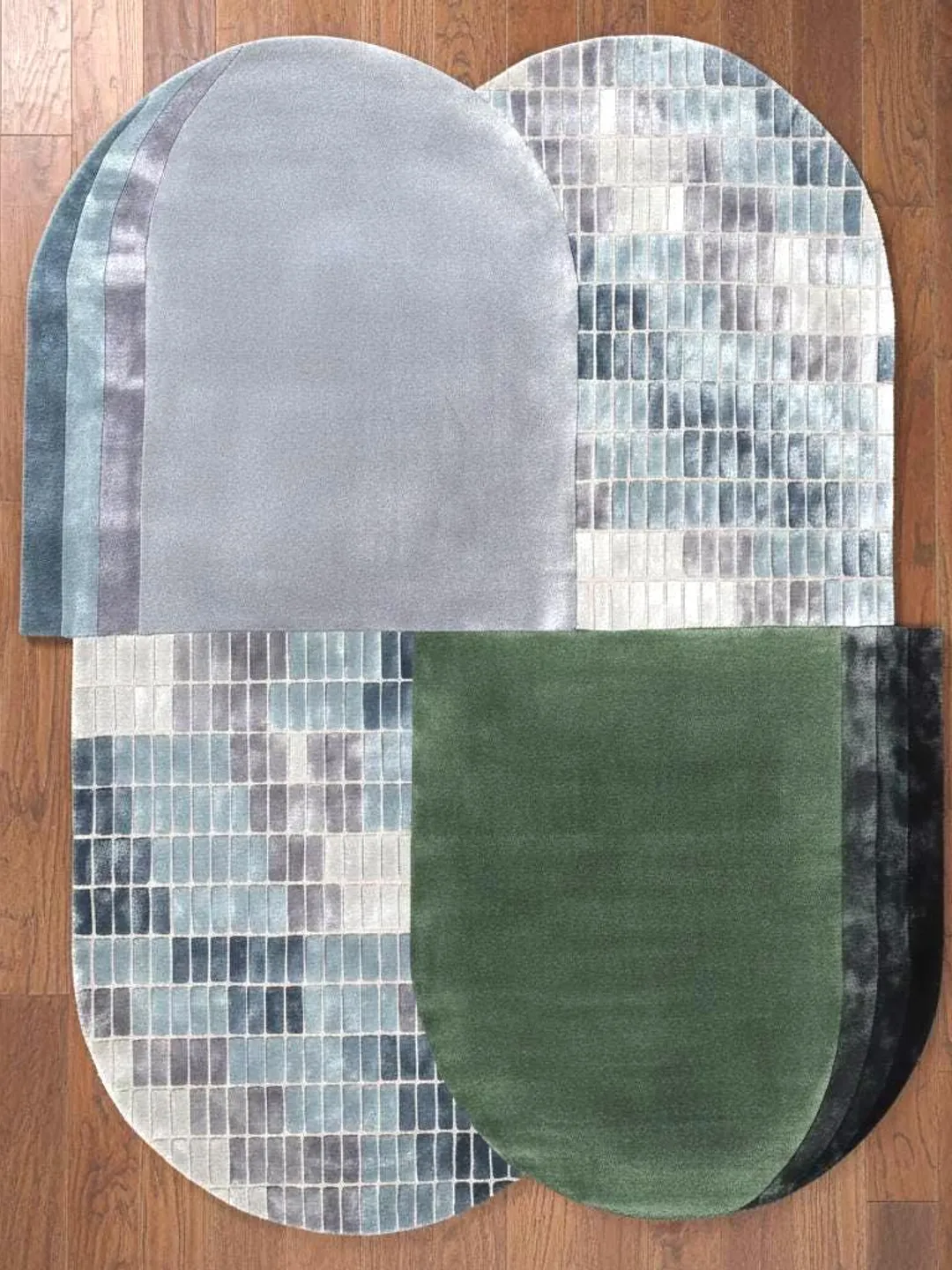Irregular Forest Green Moss Hand-Tufted Wool Rug for Living Room ...