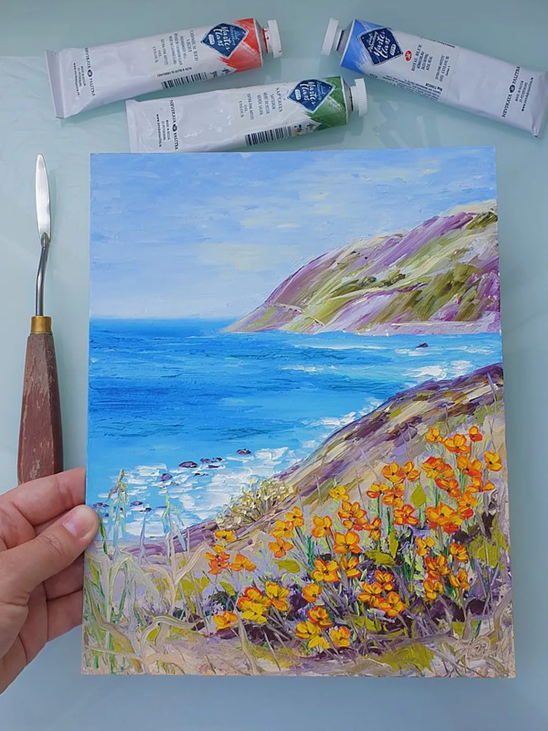 California Poppy Painting Big Sur Original Art Seascape Impasto Oil ...