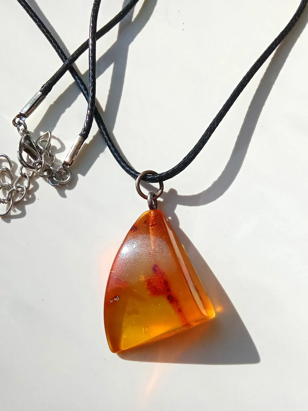 Natural Amber Amulet Pendant Necklace Yellow Gemstone Jewelry Gift for women men