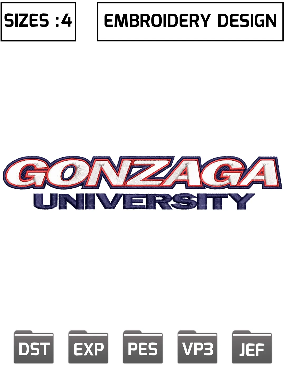Gonzaga Bulldogs Embroidery Design,Machine Embroidery Design File,4 Sizes, Digital Download