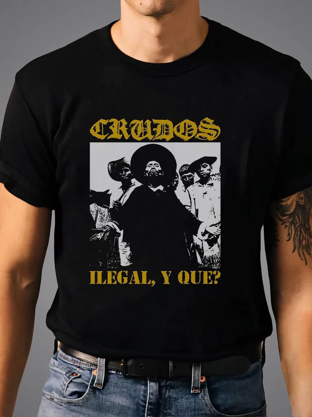 Los Crudos Band T-Shirt Illegal Y Que Hardcore Punk Tee Queercore